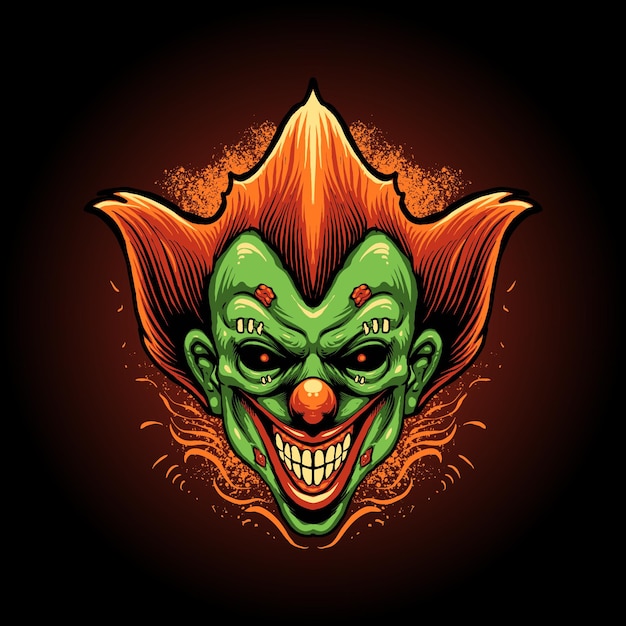 Иллюстрация головы зомби-клоуна