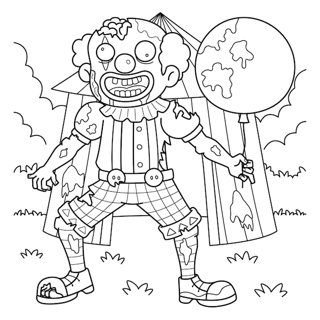 Zombie Clown kleurplaten voor kinderen