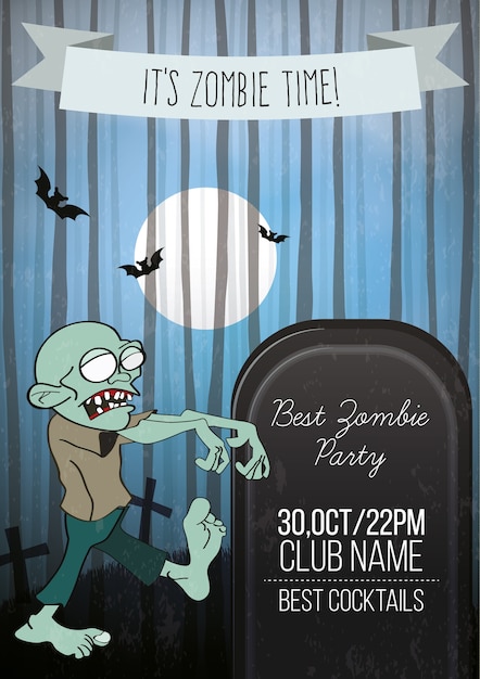 Vector zombie club party