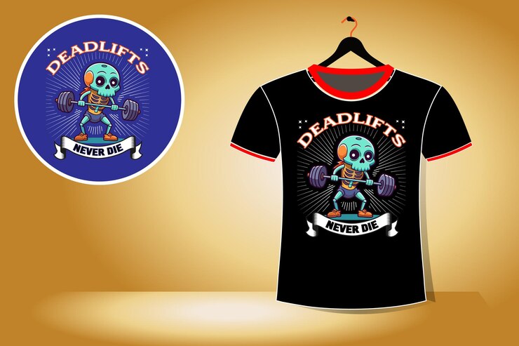 वेक्टर zombie deadlift cartoon gym tshirt design vector