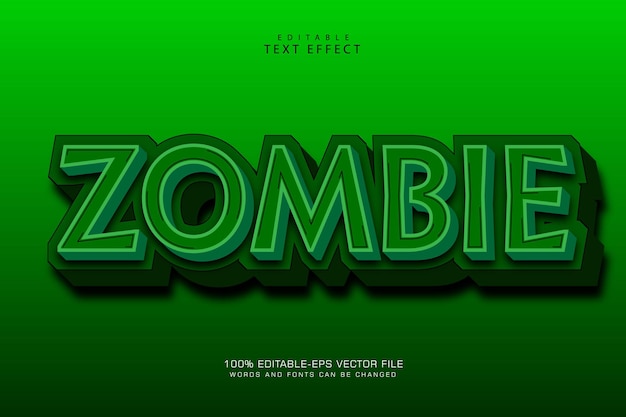 Zombie editable text effect 3 dimension emboss comic style