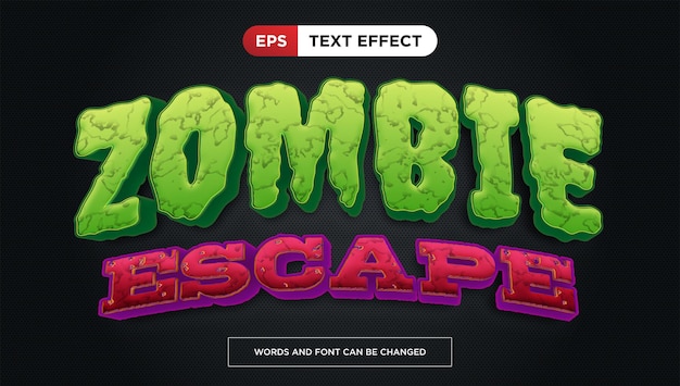 Zombie escape text effect editable halloween title text style