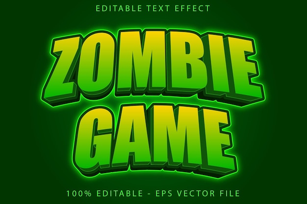 Zombie Game Bewerkbare tekst-effect Neon-stijl