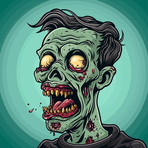 Vector zombie gezicht in cartoon stijl.