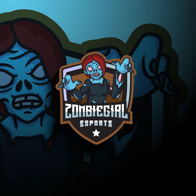 Vector zombie girl esport mascot logo