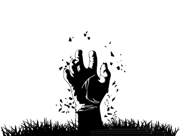 Vector zombie hand coming out from grave