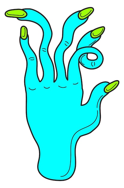 Zombie hand Neon groene sticker Grappige kunst