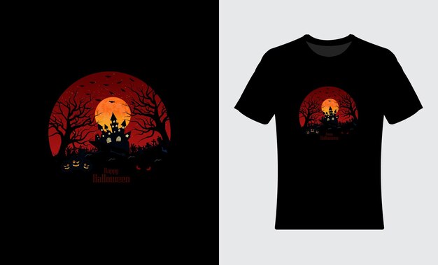 Zombie happy halloween gejaagd huis pompoenen t-shirt ontwerp 32