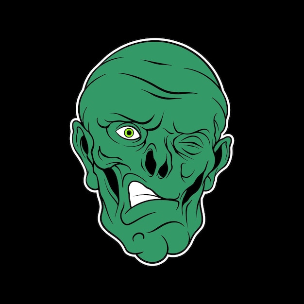 Zombie head cartoon style