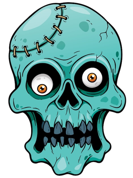 Cartone animato di testa di zombie