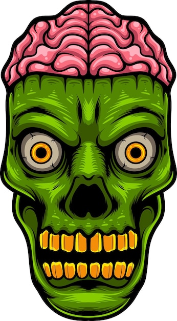 Zombie head illustration with premium quality stock vector