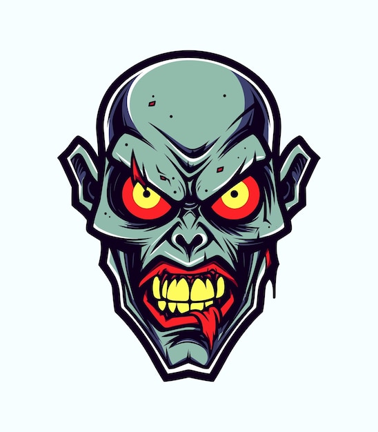 zombie head vector clip art illustration