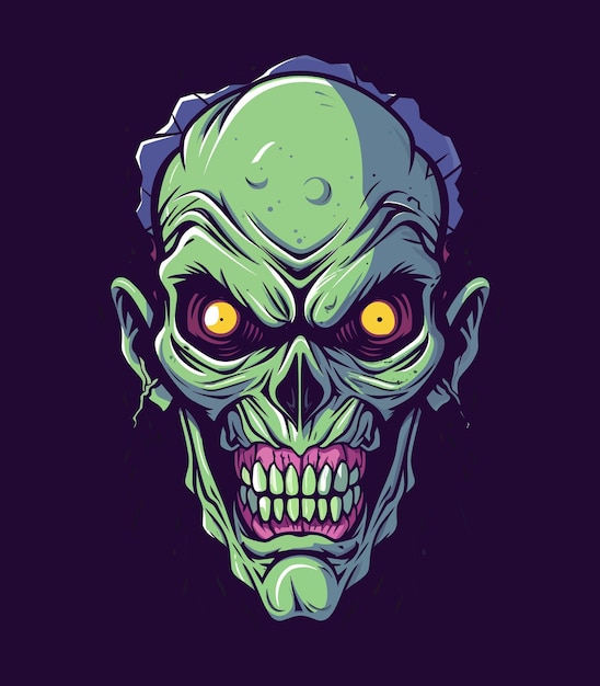 zombie head vector clip art illustration