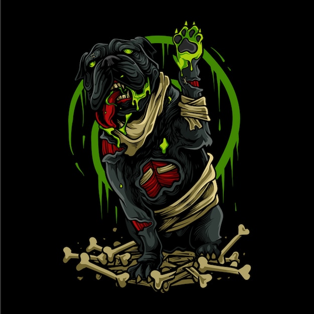 Vector zombie hond halloween illustratie