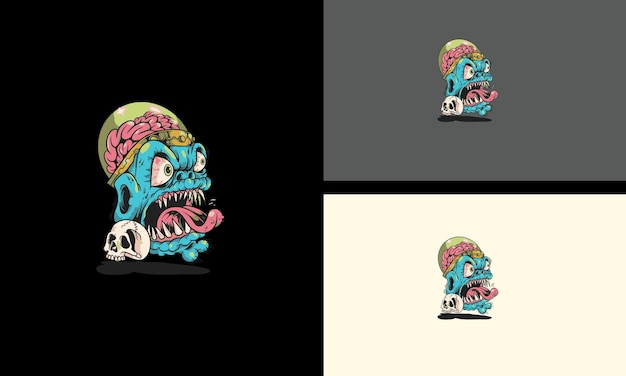 Zombie hoofd vector illustratie mascotte ontwerp
