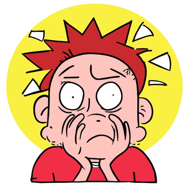 Zombie horror angst gezicht met de hand getekend plat stijlvol mascotte cartoon personage tekening sticker icoon