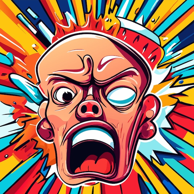 Vector zombie horror angst gezicht met de hand getekend plat stijlvol mascotte cartoon personage tekening sticker icoon