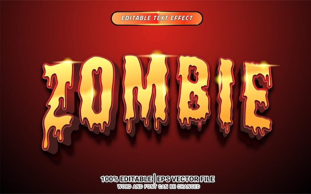 Zombie horror halloween party element 3d teksteffect bewerkbaar sjabloonontwerp