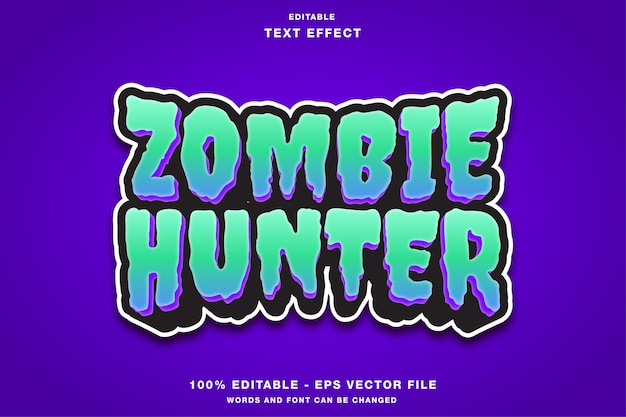 Zombie hunter cartoon game titel bewerkbaar teksteffect