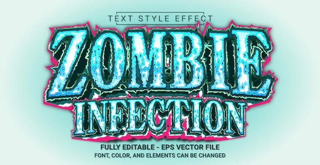 Zombie-infectie Tekststijleffect Bewerkbare grafische tekstsjabloon