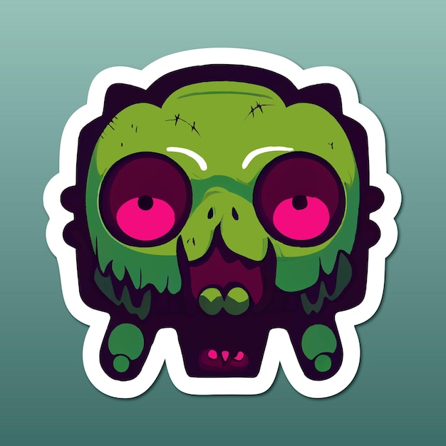 Zombie karakter sticker cartoon hoofd