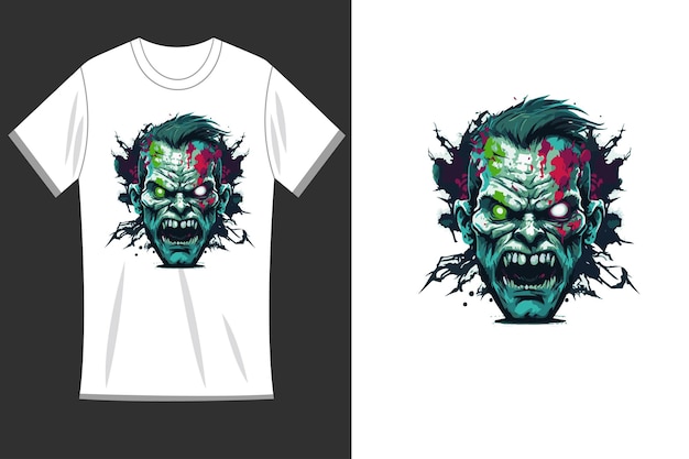 Zombie logo ontwerp vector voor t-shirt print t-shirt mockup