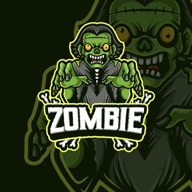 Vector zombie mascot esport logo design