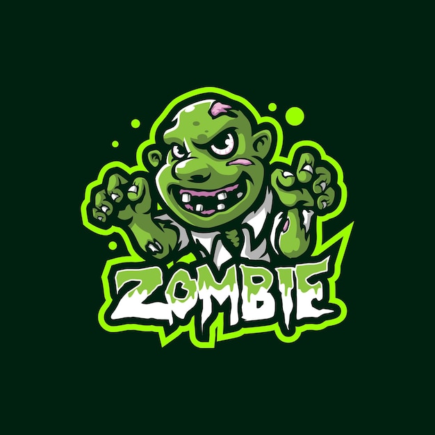 Zombie mascotte logo design vettoriale con stile moderno concetto di illustrazione per la stampa di badge, emblema e t-shirt. illustrazione di zombie arrabbiato.