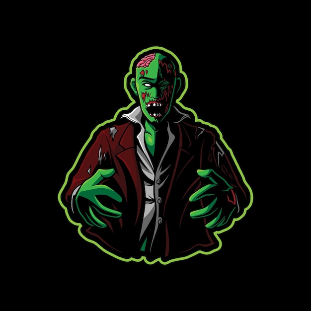 Zombie mascotte logo ontwerp