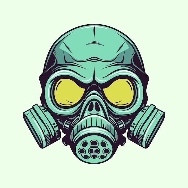 Vector zombie met gasmasker hand getekend logo ontwerp illustratie