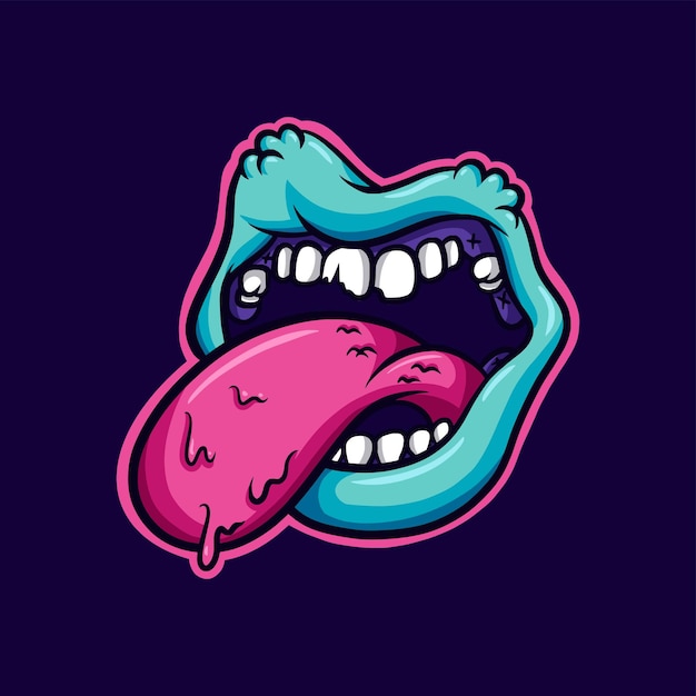 Vector zombie mouth streetwear cartoon