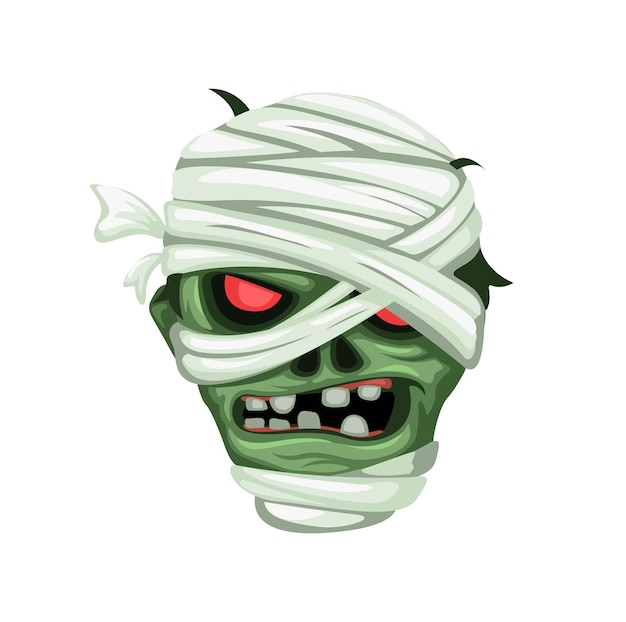 Zombie mummie hoofd karakter cartoon illustratie vector