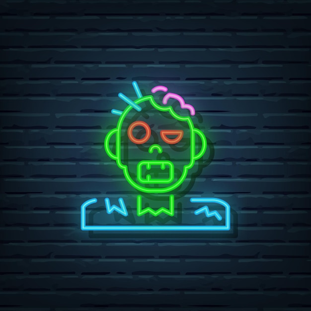 Vector zombie neon sign vector elements