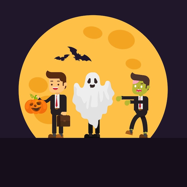 Zombie office,business man with pumkin,ghost