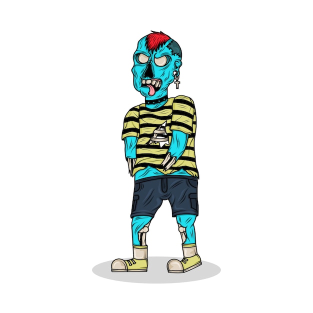 Premium Vector | Zombie punk character illustration design