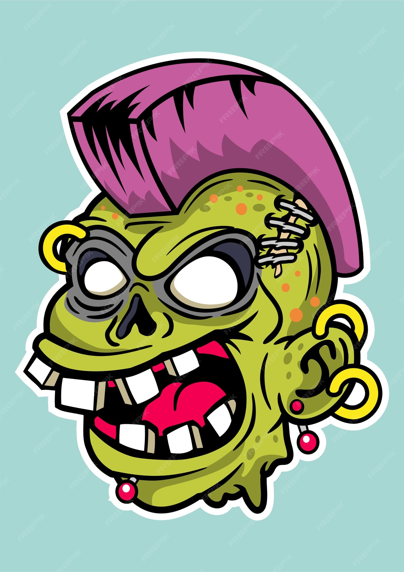 Premium Vector Zombie punk illustration in hand drawn