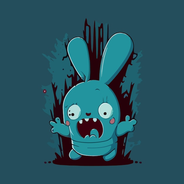 zombie rabbit scared cartoon illustration vector