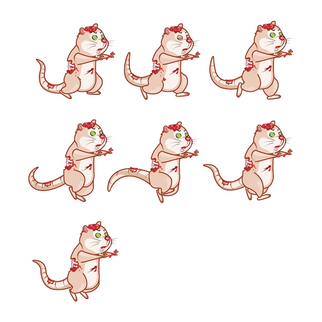 좀비 쥐 만화 게임 캐릭터 애니메이션 스프라이트를 실행