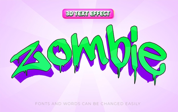 Vector zombie retro-stijl 3d bewerkbare teksteffectstijl