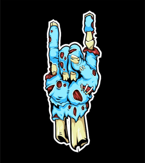 Vector zombie rock hand cartoon