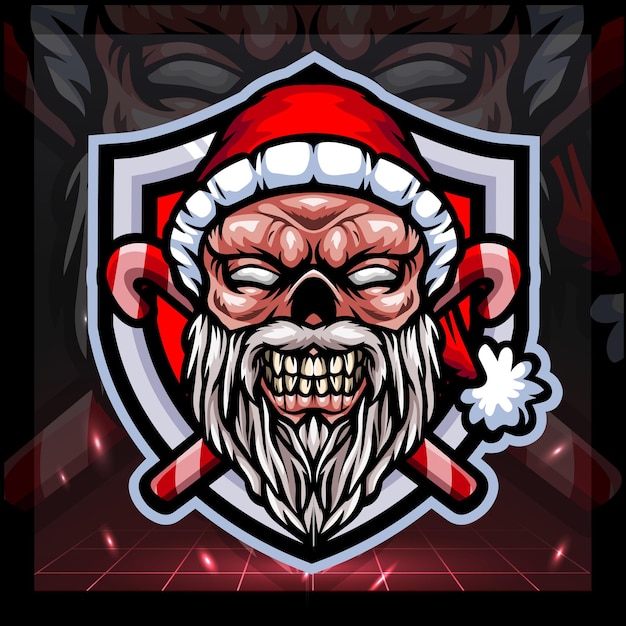 Zombie santa claus mascot esport logo design