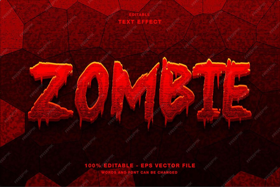 Premium Vector Zombie scary editable text effect