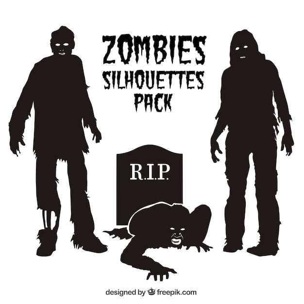 Vector zombie silhouettes pack