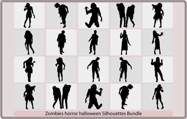 Zombie silhouettes setZombie Hand Silhouette Clip Art Design Vector Halloween Scary Grave