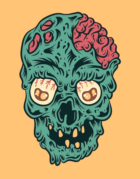 Illustrazione di vettore del cranio di zombie