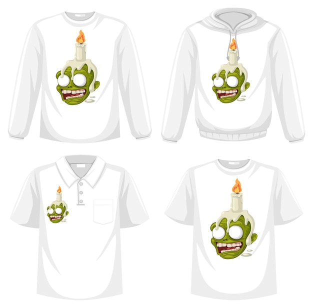 Vettore zombie skull con candle secret spell screening shirt