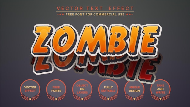 Zombie sticker bewerk teksteffect bewerkbare lettertypestijl