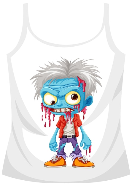 Zombie stripfiguur screening op TShirt