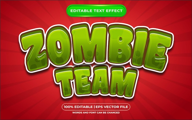 Редактируемый эффект стиля текста команды зомби, подходящий для события хэллоуина