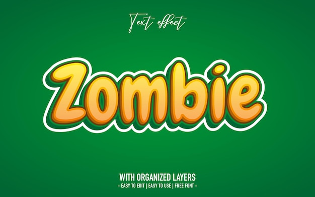 Zombie text effect in cartoon style